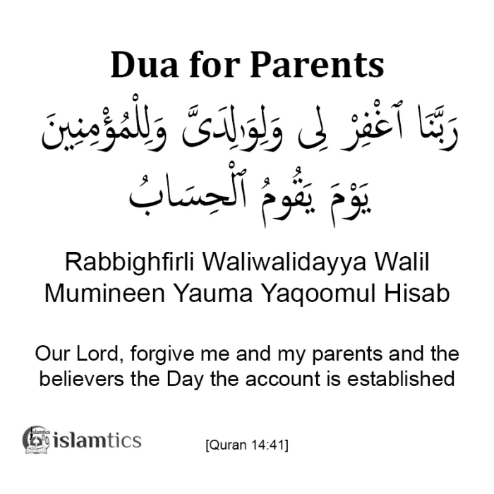 Rabbighfirli Waliwalidayya Dua Meaning in arabic