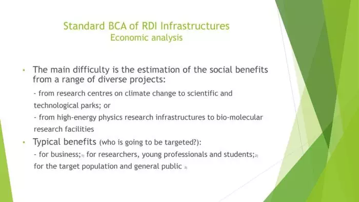 Standard BCA of RDI Infrastructures Economic analysis