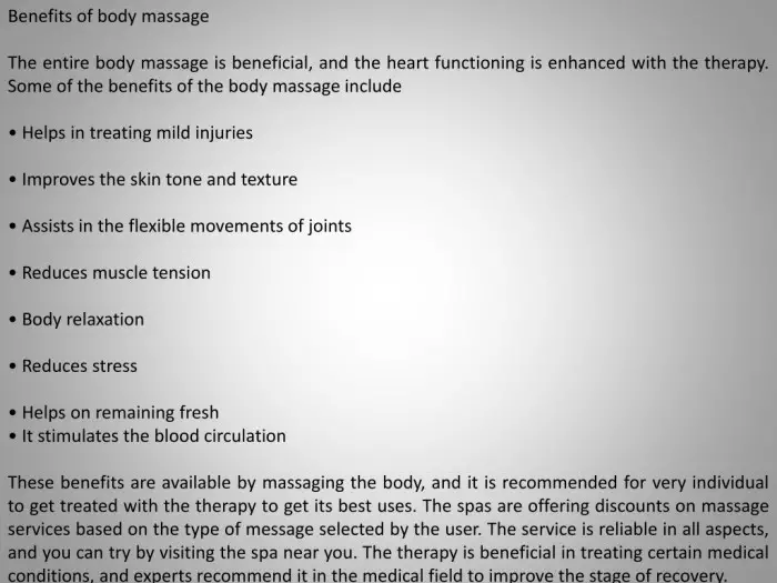 benefits of body massage the entire body massage l